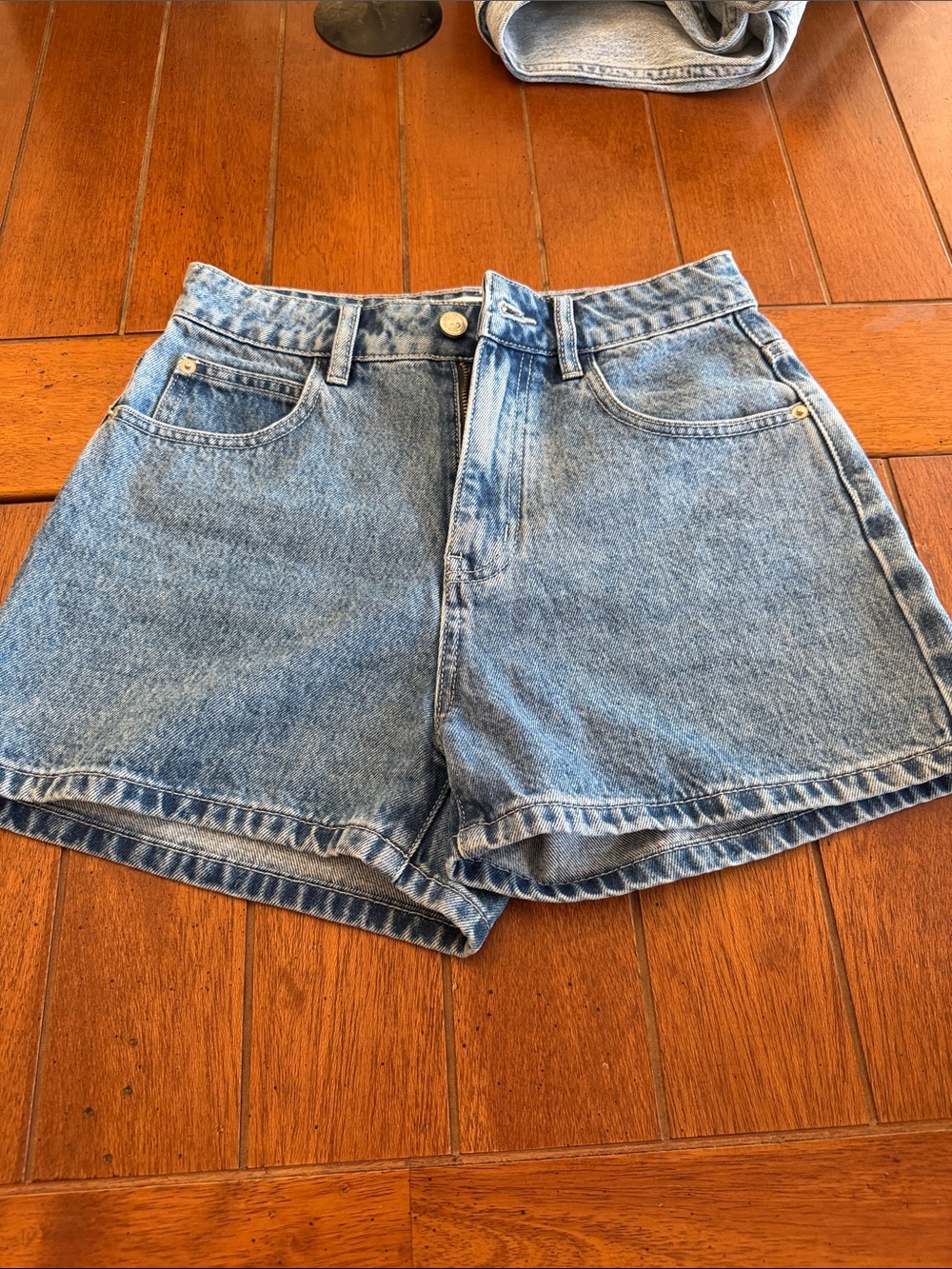 Princess Polly Light Blue High-Rise Denim Shorts